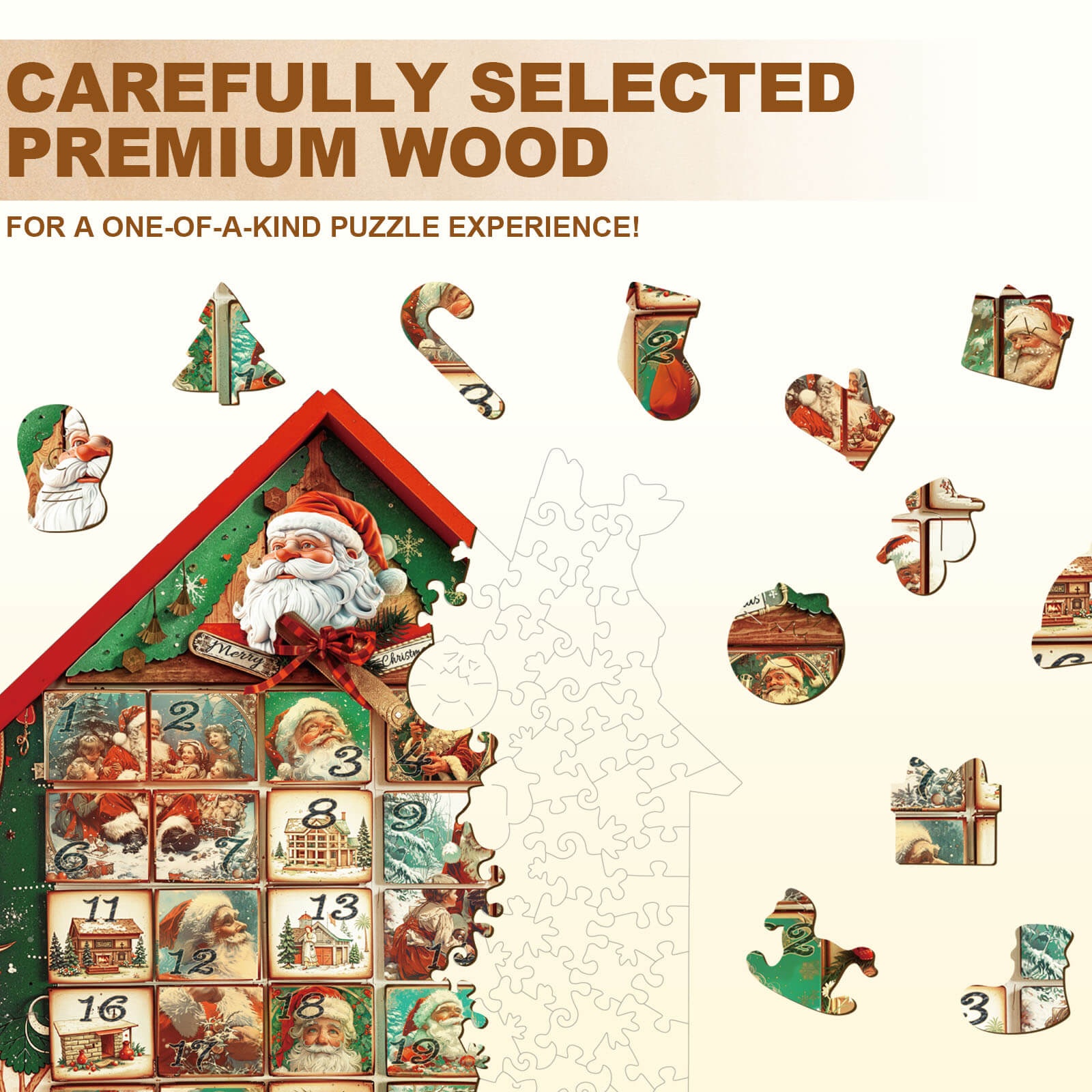 Christmas Calendar House Wooden Jigsaw Puzzle