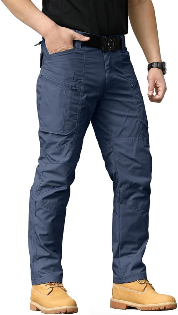 Men's Multi-Functional Tactical Work Pants, Casual Fitted Trousers, Durable Non-Stretch Fabric, Hiking & Outdoor Wear, Zipper Pocket Design, Casual Style