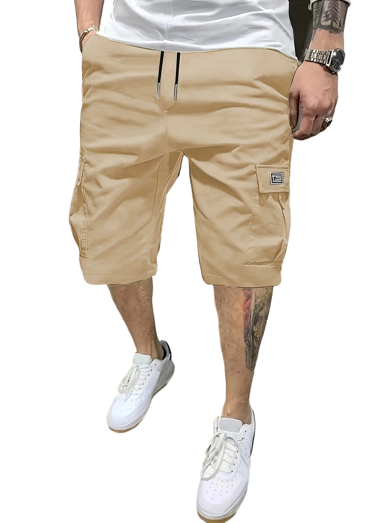 Men's Casual Shorts Set with Slanted Pockets