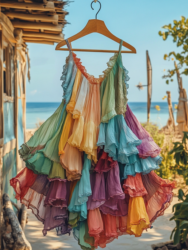 Summer Rainbow Lace Patchwork Dress 0b8c