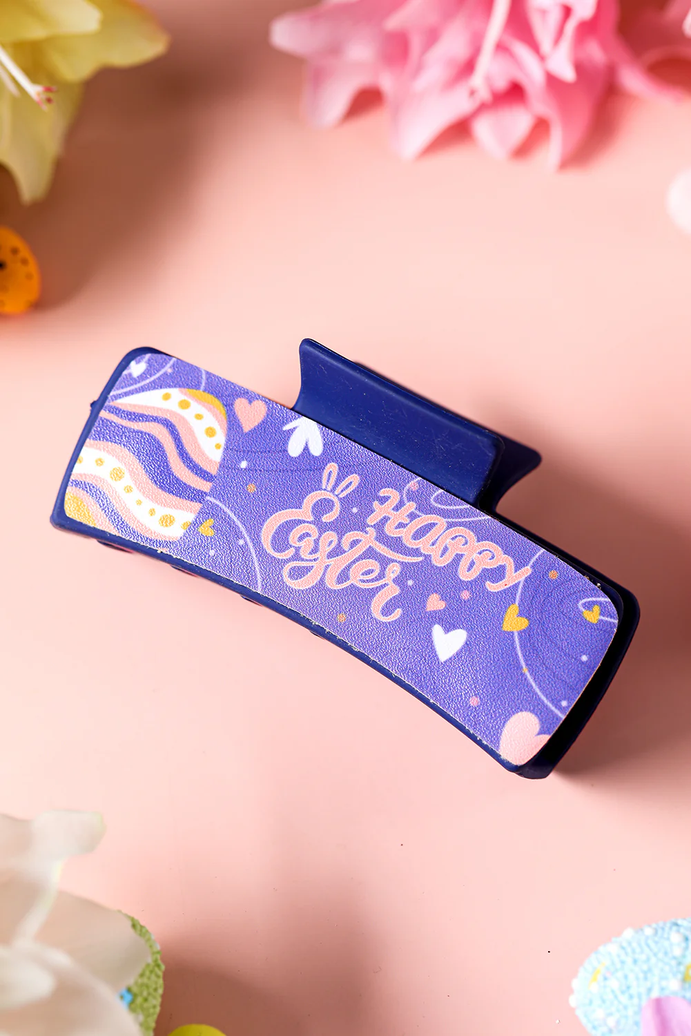 Lilac Happy Easter Print Large Hair Claw Clip
