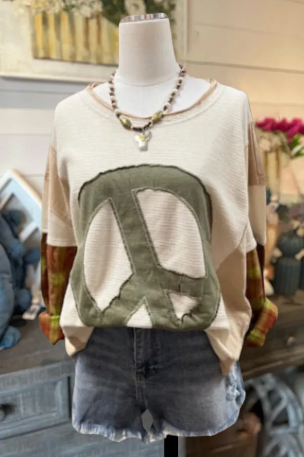 Peace Sign Colorblock Sweatshirt