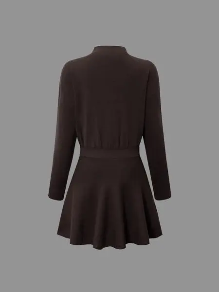 Women's Casual Half-High Neck Long Sleeve Knit Dress