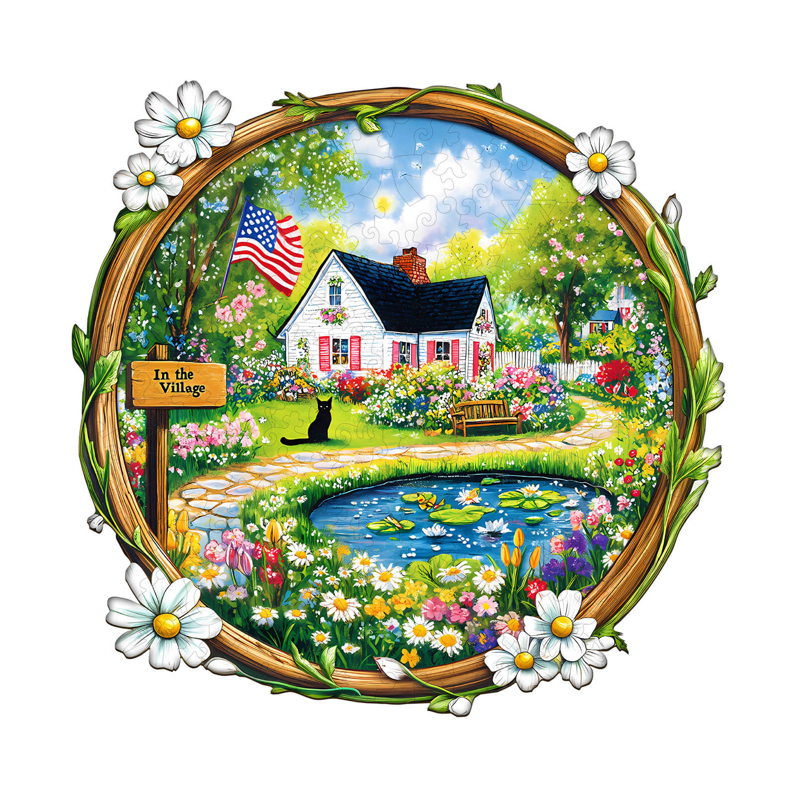 In the Village Wooden Jigsaw Puzzle