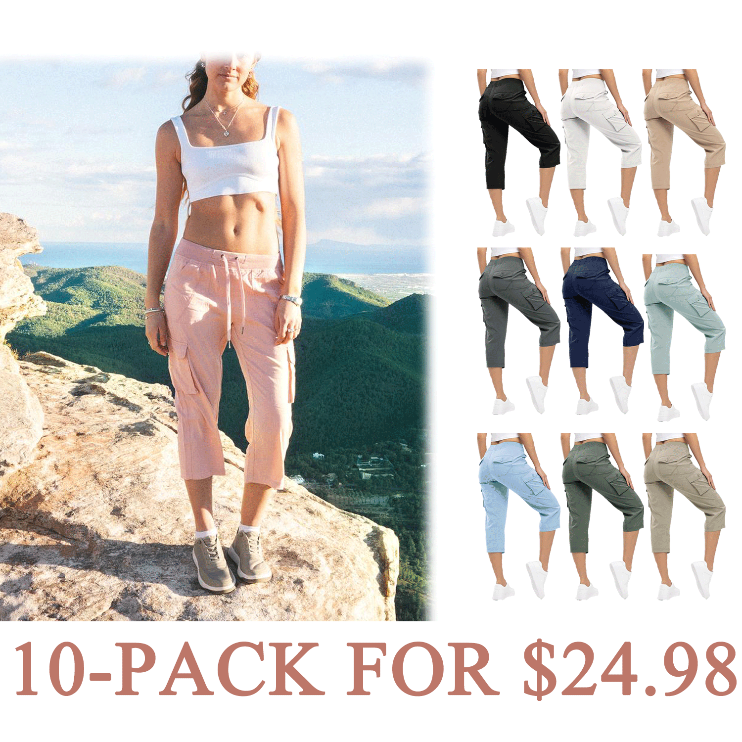 ✨Women’s Lightweight Quick-Dry Capri Cargo Pants