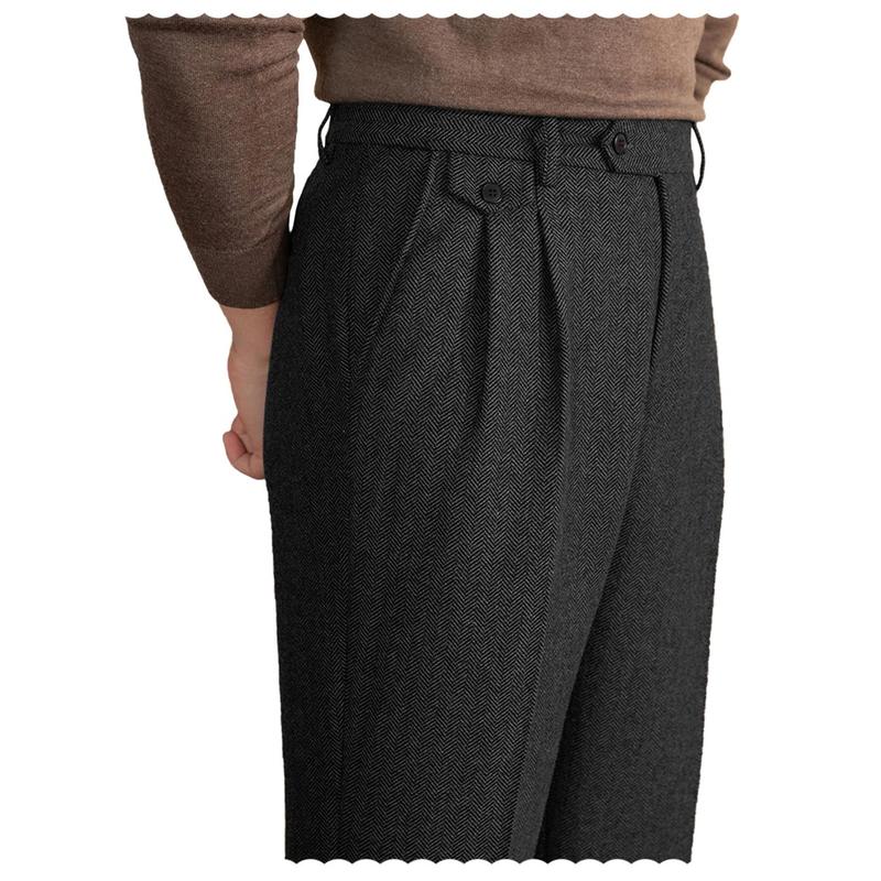 🧵 Men’s Retro Herringbone Tweed Dress Pants