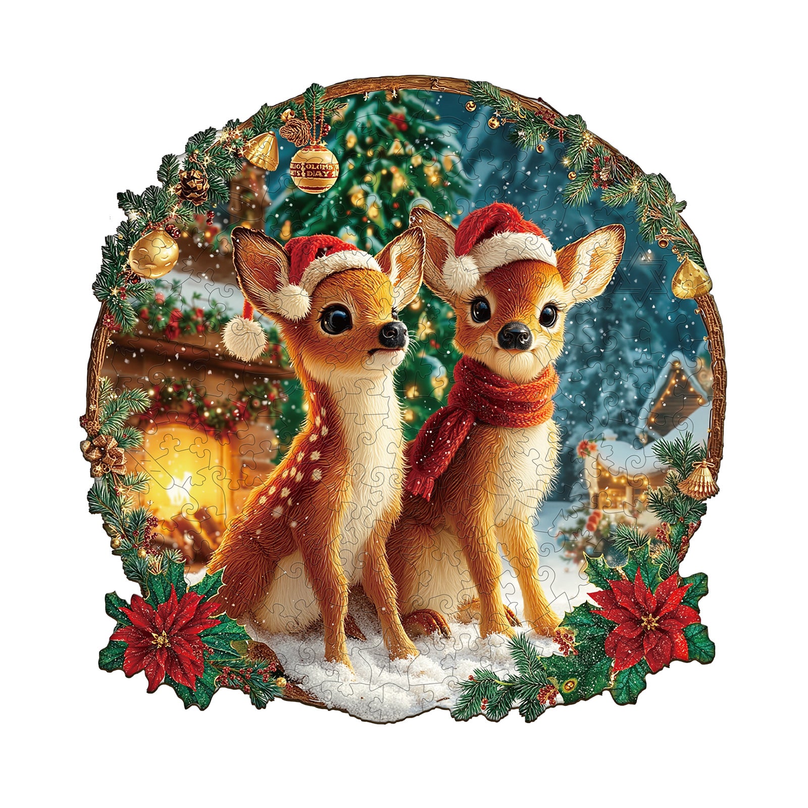 Christmas Deer Combination Wooden Jigsaw Puzzle
