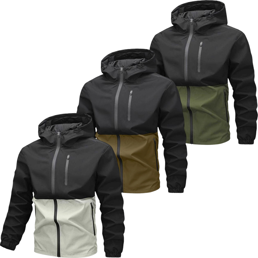 Men's casual waterproof jacket with adjustable hat