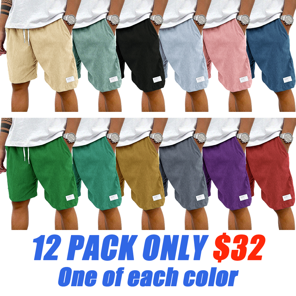 Men's Solid Patched Drawstring Waist Shorts