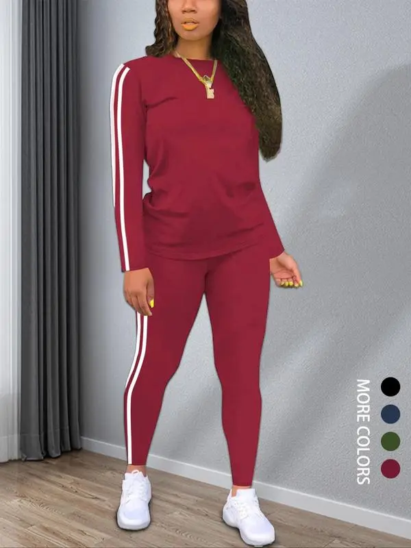 Women’s Striped Long Sleeve Top & Pants Set