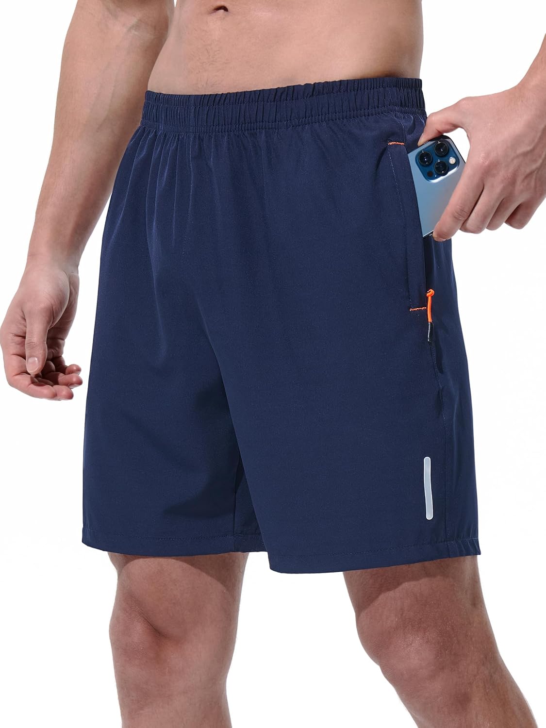 Mens Athletic Shorts Running Shorts Quick Dry Workout Shorts Lightweight Gym Basketball Shorts Zipper Pockets