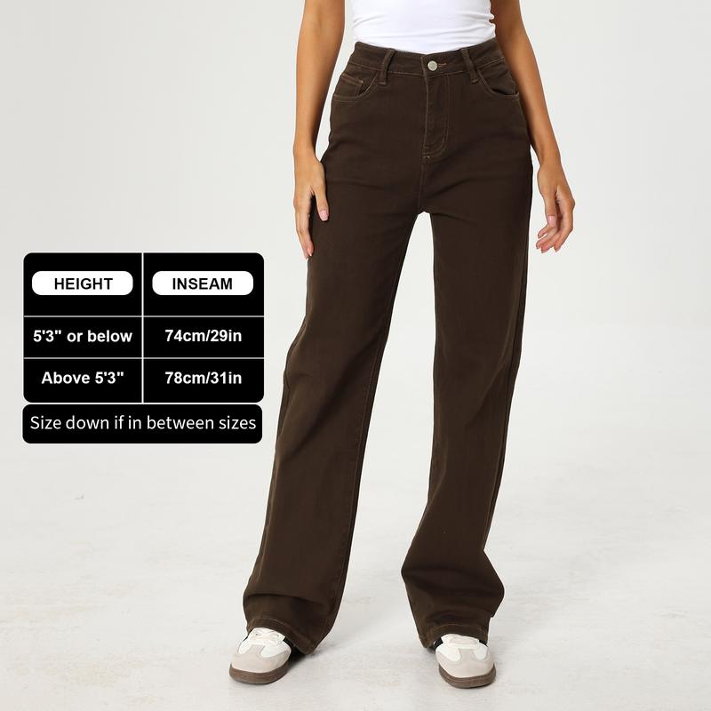 Women's High Waist Stretch Wide Leg Jeans