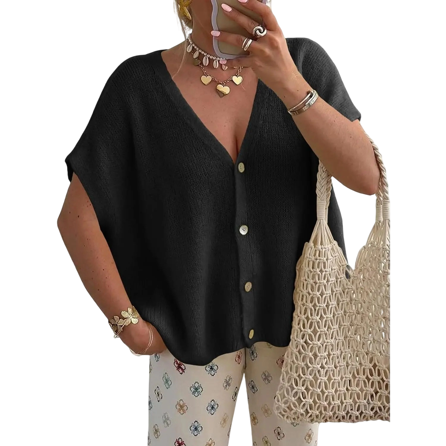 Women's Lightweight Oversized Batwing Sleeve Cardigan