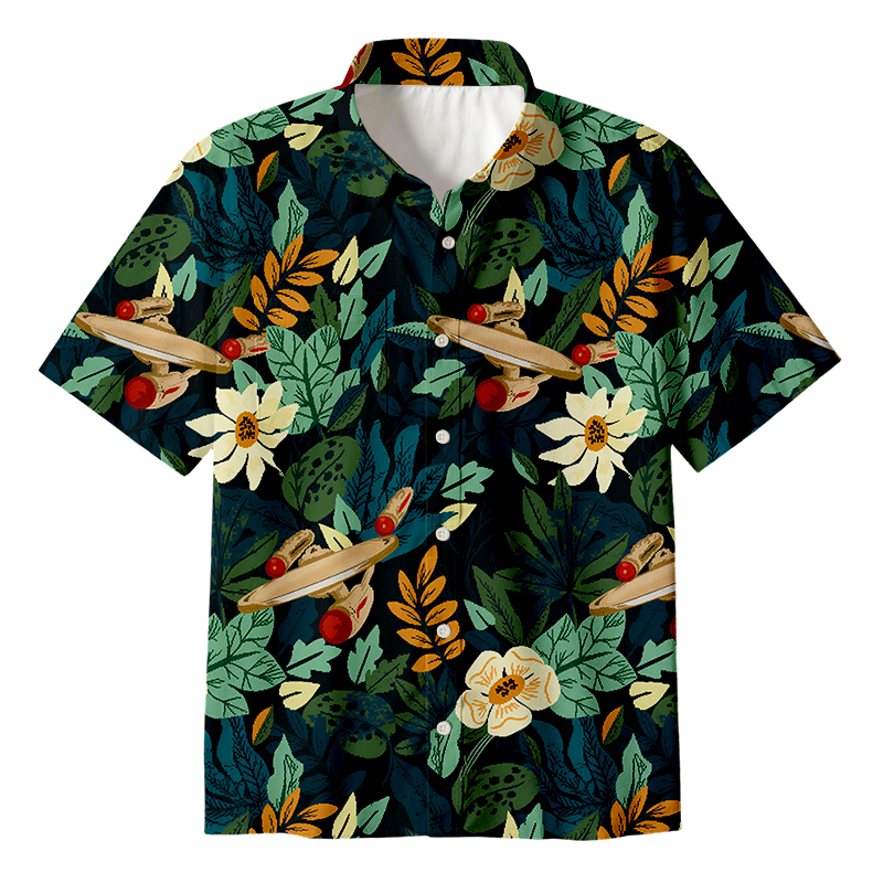 Scifi Spacecraft Hawaii Button Up Pocket Shirt