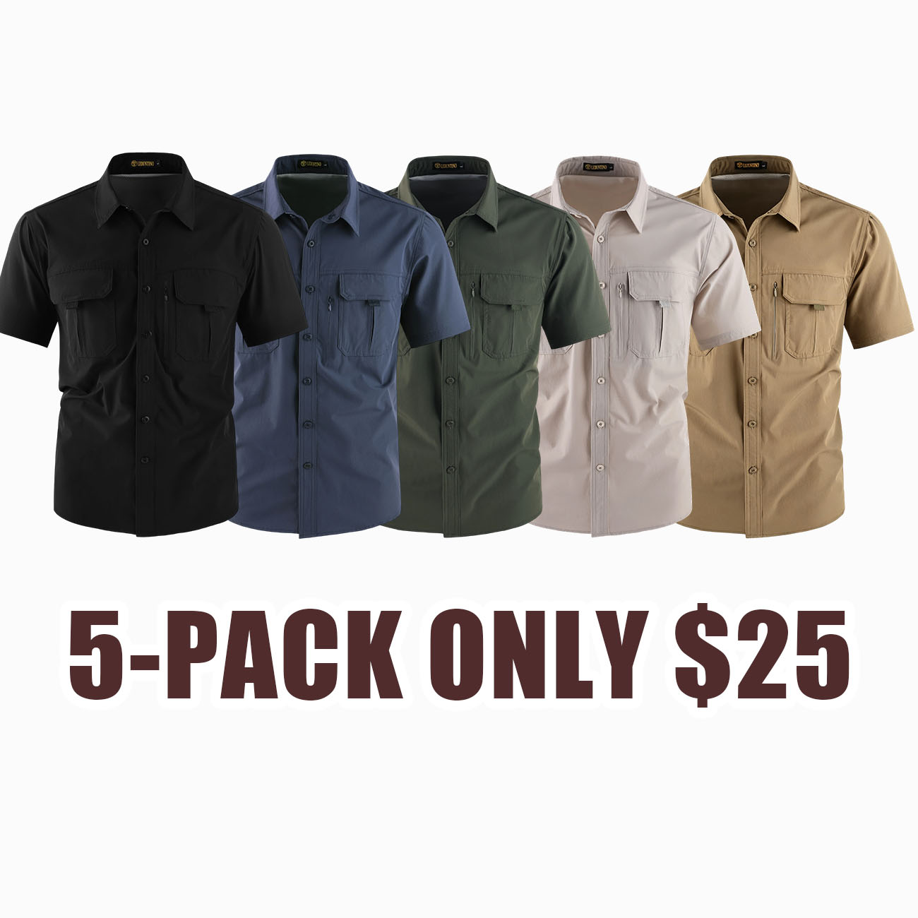 Men's American-Style Solid Color Shirt with Hidden Ventilation Holes Casual Summer Beach Nylon Shirt High-Quality Fabric Short Sleeves Button Closures