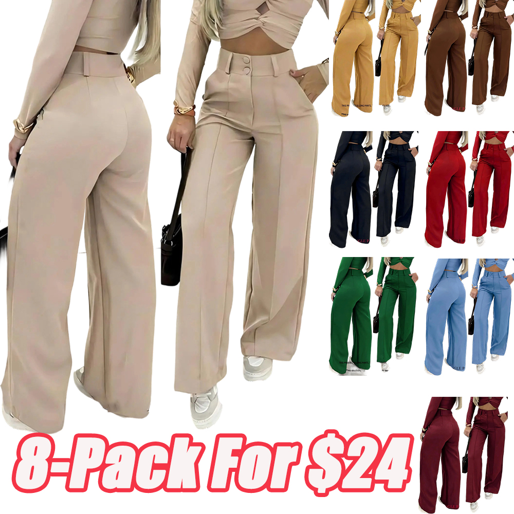 Simple double-breasted wide trousers