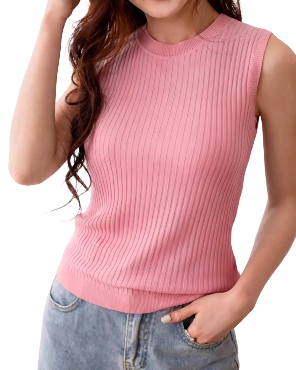 Women's Solid-Color Rib-Knit Vest