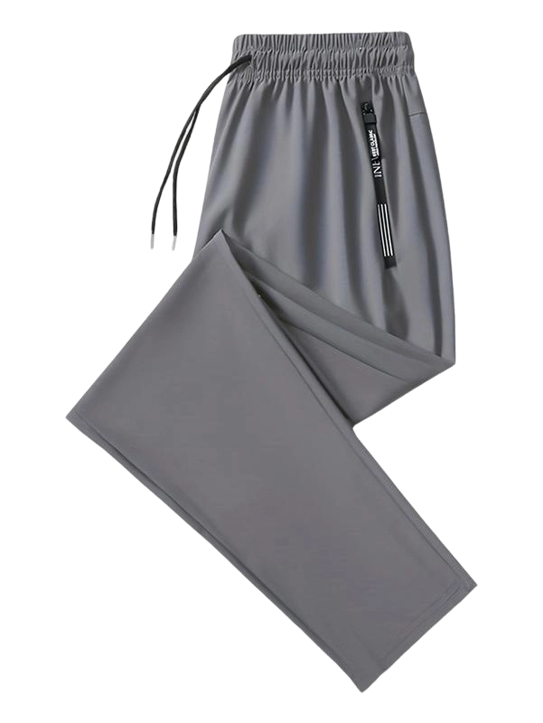 Men's Simple & Stylish Casual Pants - Drawstring Waistband, Zippered Pockets