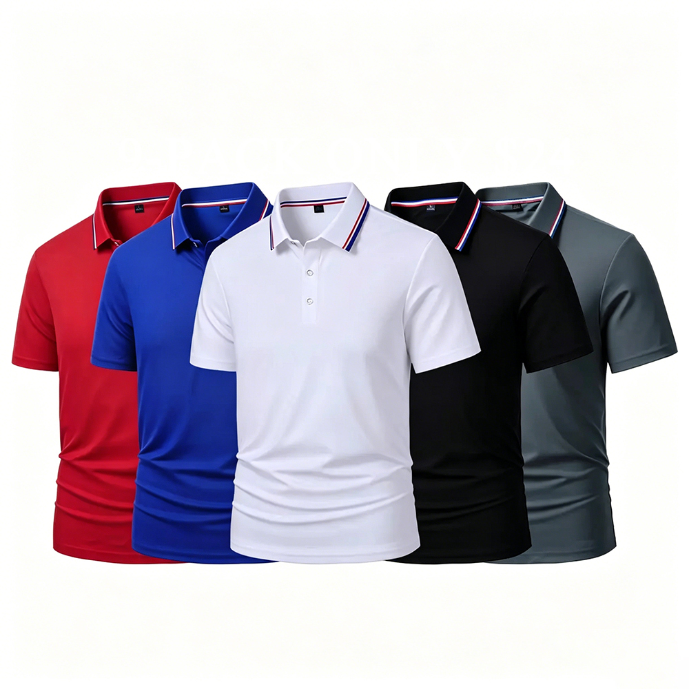 Men's Quick Dry Color Block Striped Polo Shirt⚡