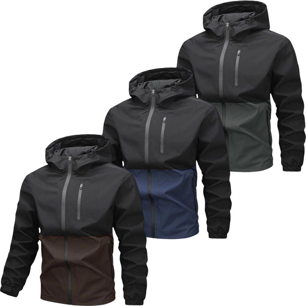 Men's casual waterproof jacket with adjustable hat