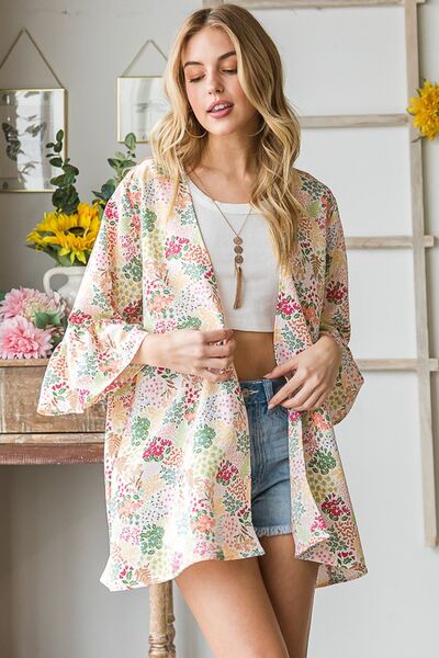 Multi Color Floral Open Cardigan