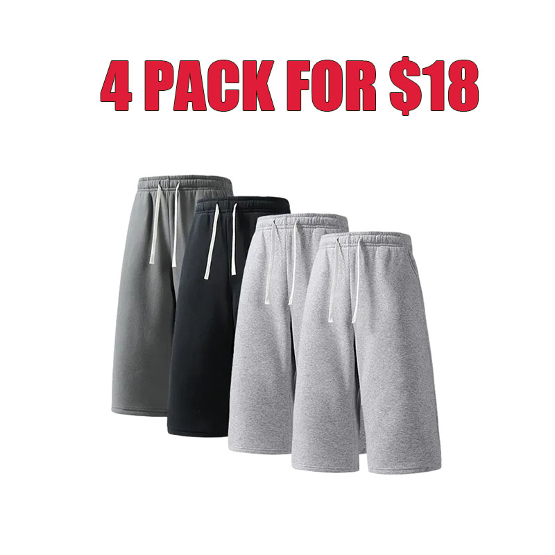Men’s 3/4 Length Athletic Sweatpants – Loose Fit Drawstring Shorts (4-Pack /8Pack Value Set)