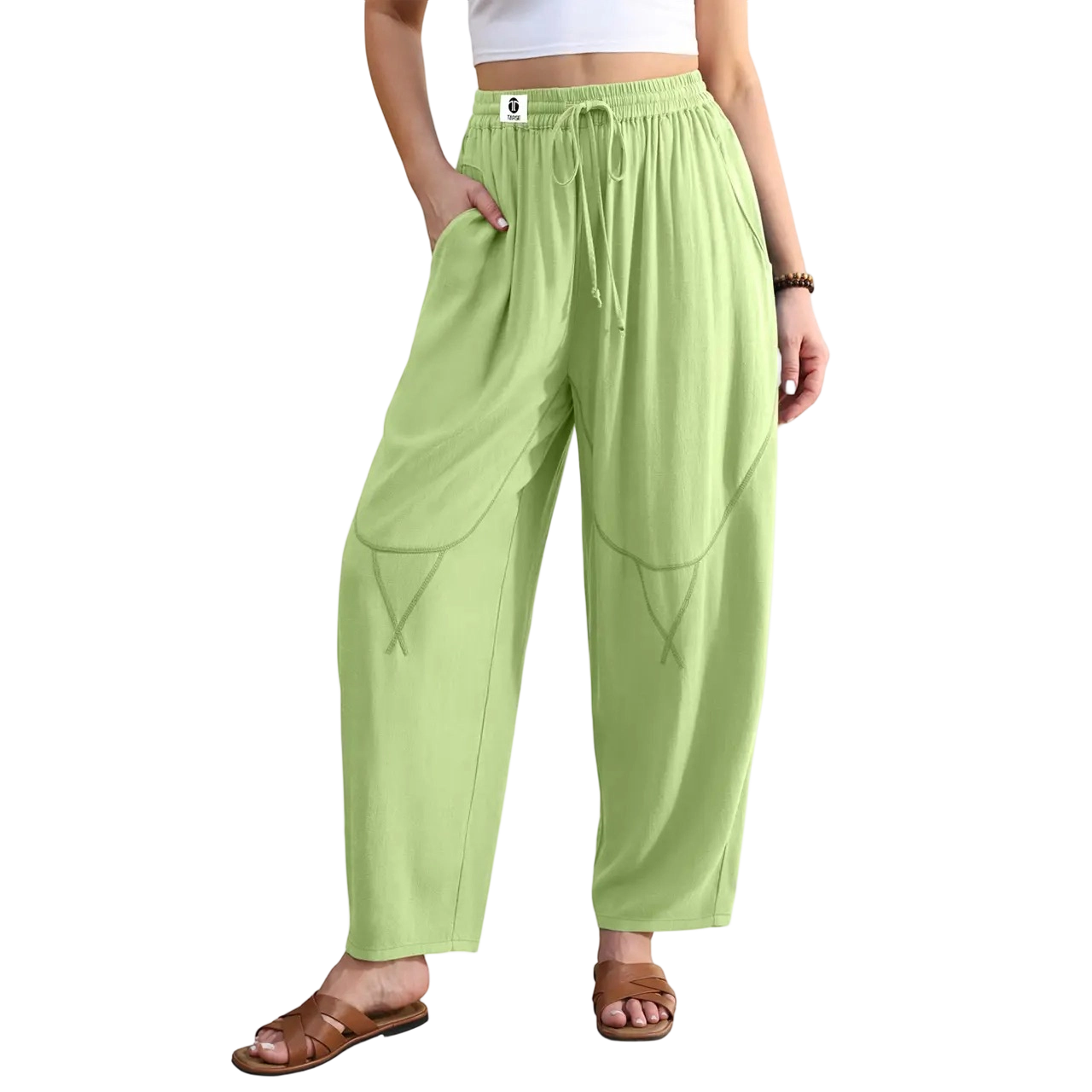Women's Linen Blend Cropped Harem Pants