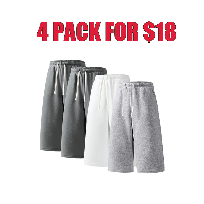 Men’s 3/4 Length Athletic Sweatpants – Loose Fit Drawstring Shorts (4-Pack /8Pack Value Set)