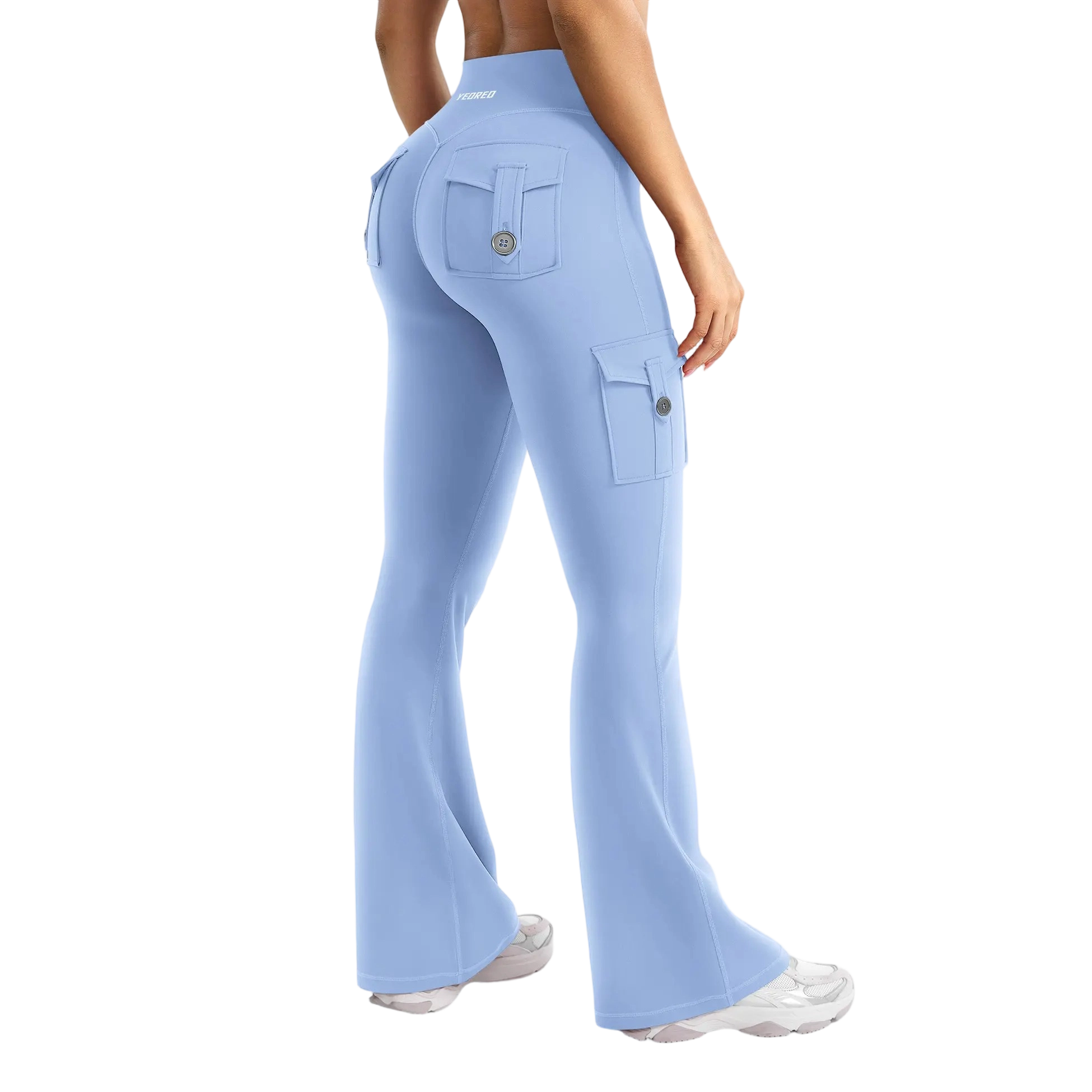 Women's Workout Flare Leggings with Pockets Hidden Scrunch High Waisted Cargo Gym Yoga