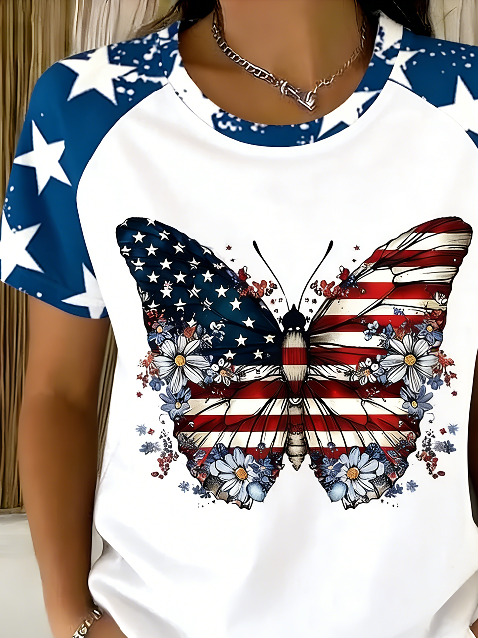 Butterfly V Neck Elegant T-Shirt