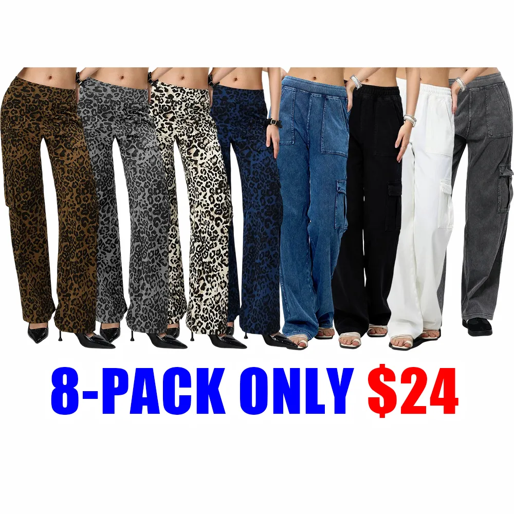 Women's High Waist Leopard Cargo Pants