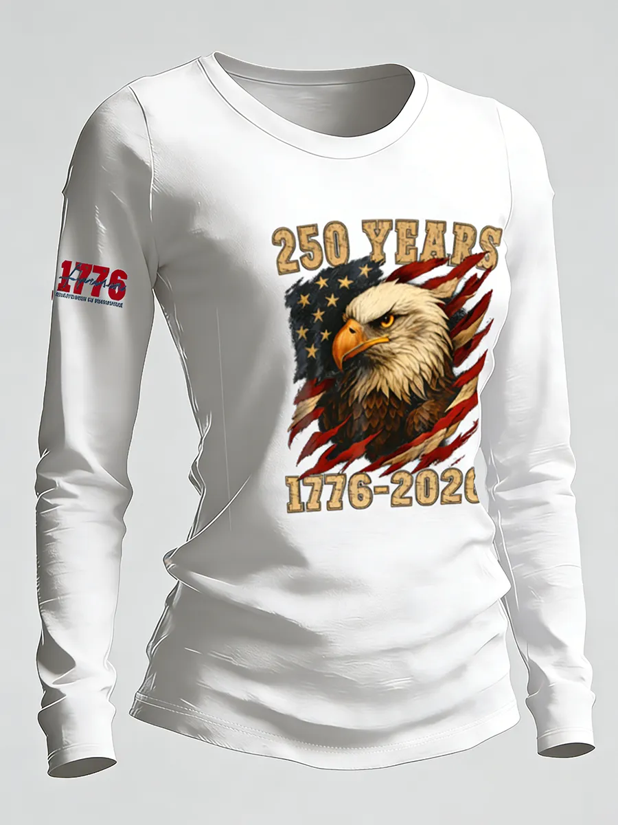 250 Years 1776-2026 American Eagle Flag Long Sleeve T-Shirt