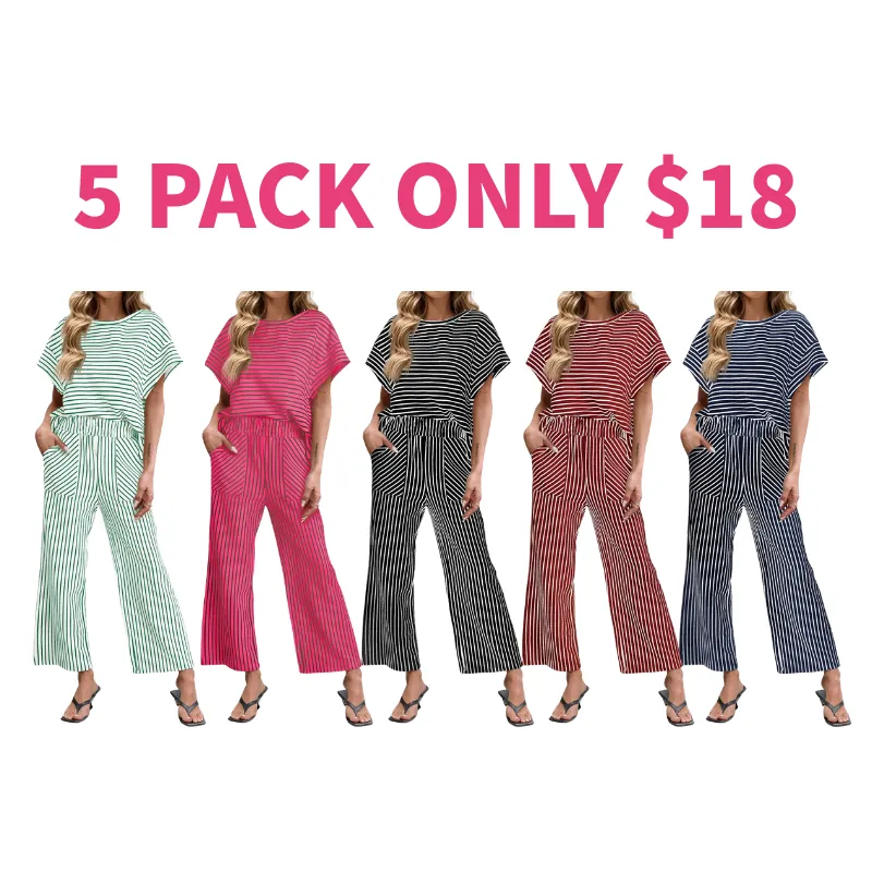 Women's Striped 2 Piece Lounge Set