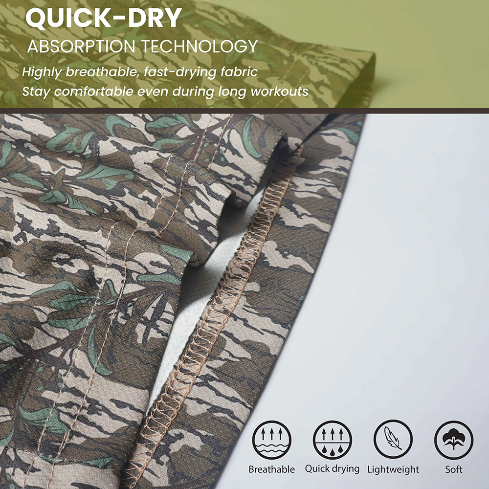 Pack 6 Duck Hunting Camo Shorts - 5 Inch Inseam Camo Mesh Design for Men & Women Ideal Gym Wear & Gifts Breathable & Comfortable
