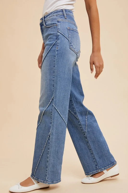 Wear Decorative Seams Wide Leg Jeans