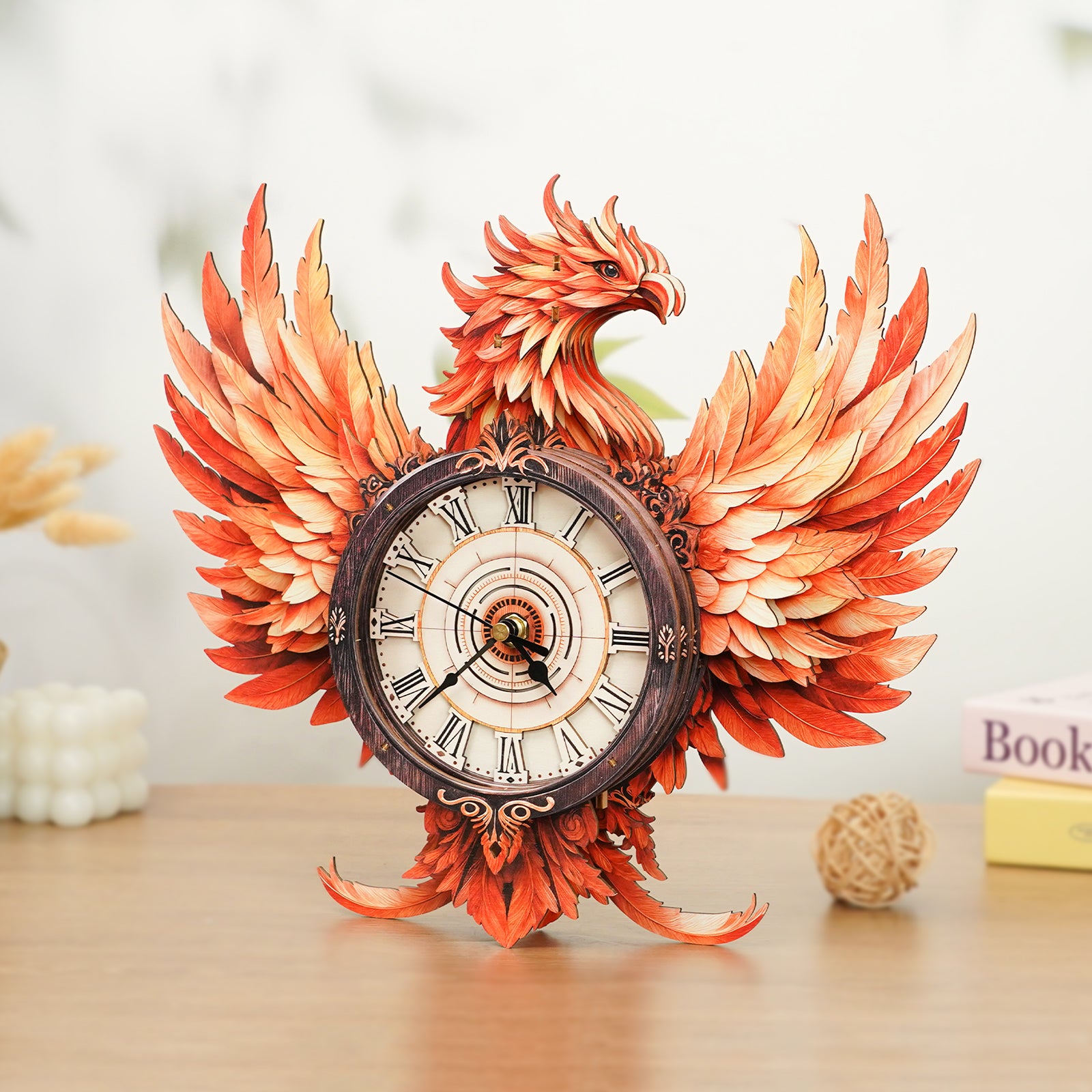 Fire Phoenix – DIY Wooden Clock, 3D Puzzle Craft Kit