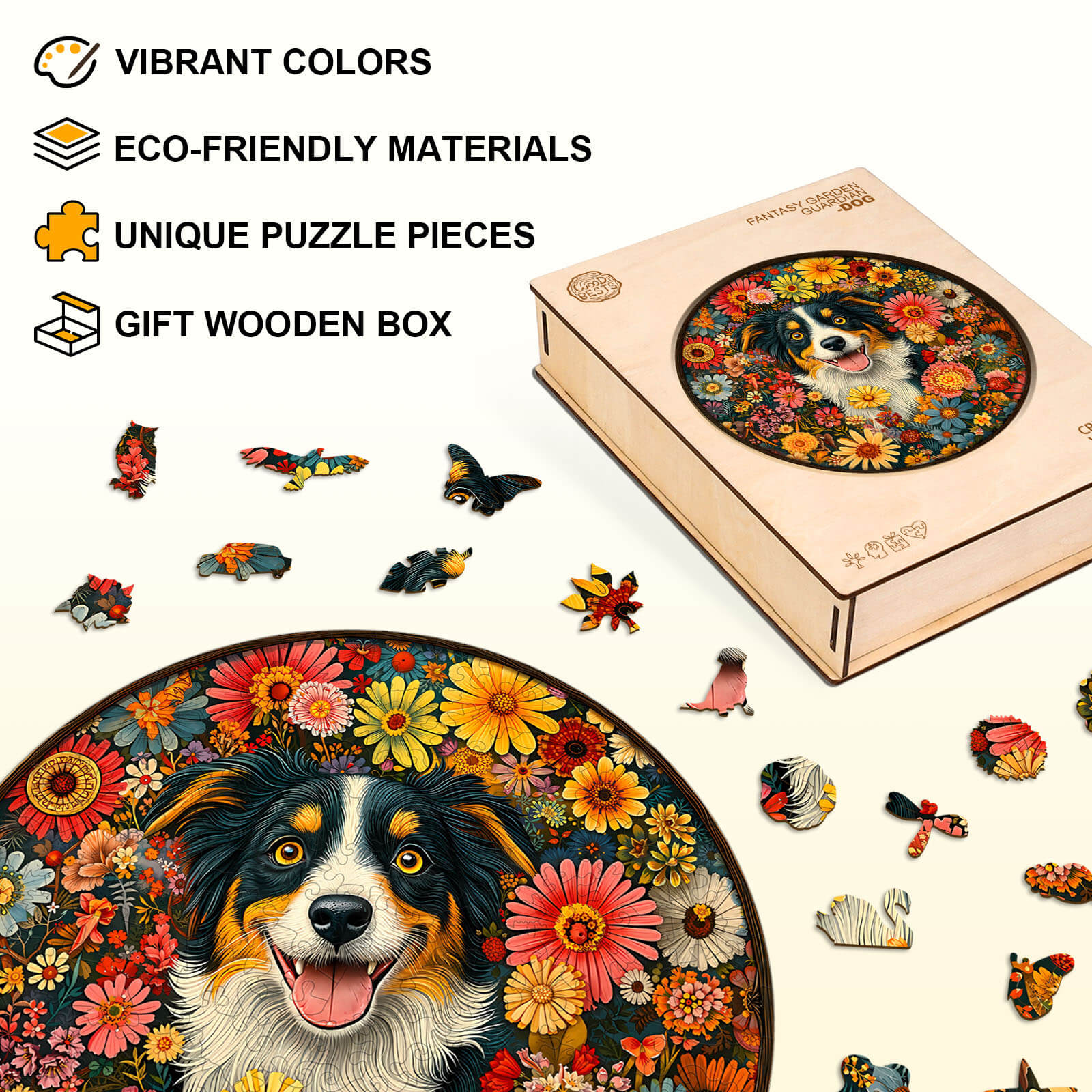 Fantasy Garden Guardian-Dog Wooden Jigsaw Puzzle