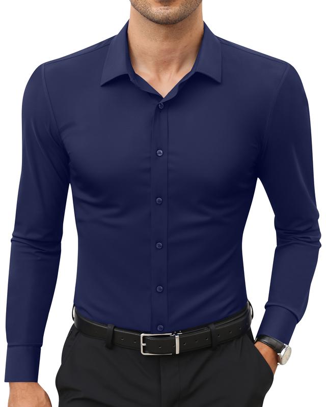 Men’s Stretch Slim-Fit Long Sleeve Dress Shirt