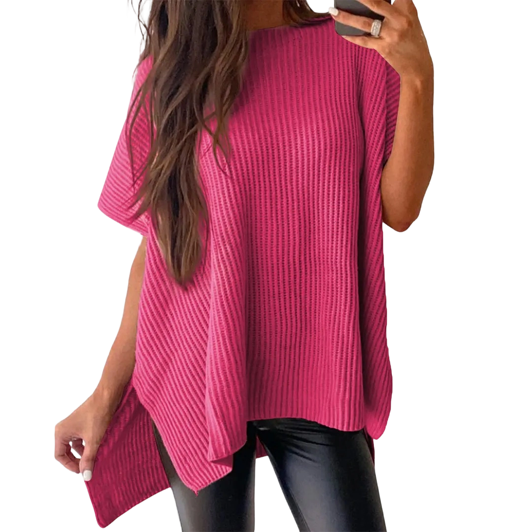 Women’s Crew Neck Short Sleeve Pullover 2026 Spring/Summer Oversized Cozy Ribbed Knit Top