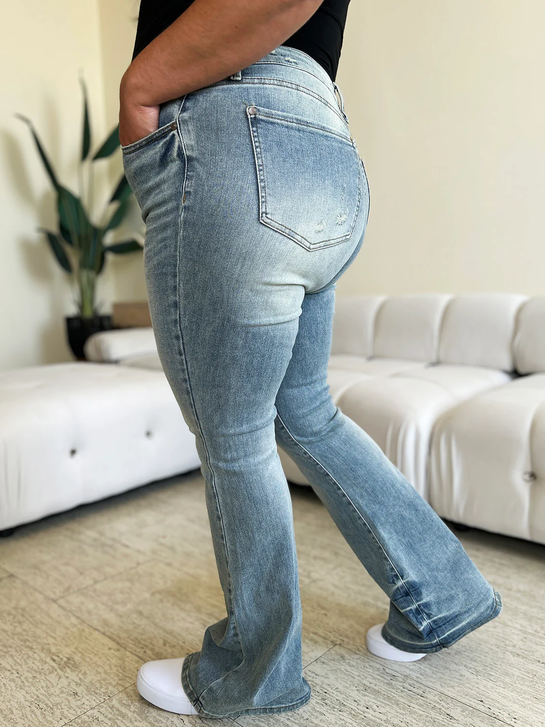Blue Full Size High Waist Flare Jeans