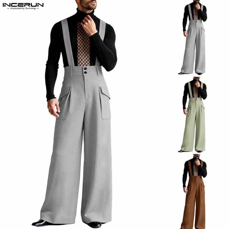 Men’s Vintage High - Waisted Suspender Wide - Leg Palazzo Overalls