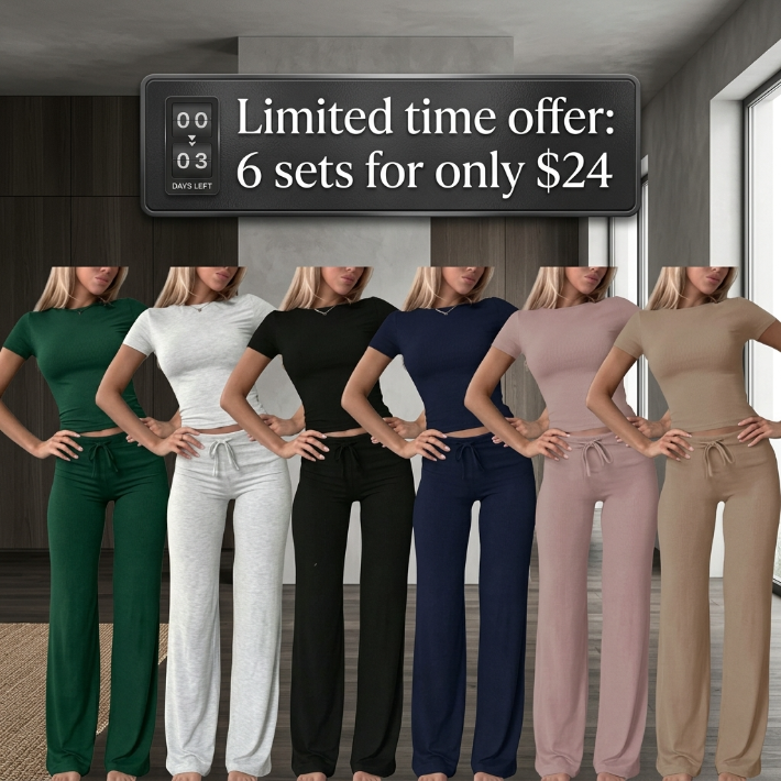 Women's Casual Crop Tee & Lounge Pants Set