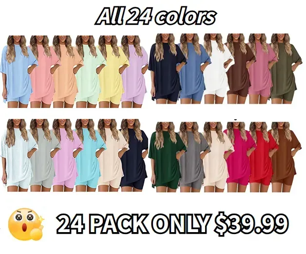 🔥Women's Two Piece Lounge Set Summer Casual Oversized Shirts Biker Shorts