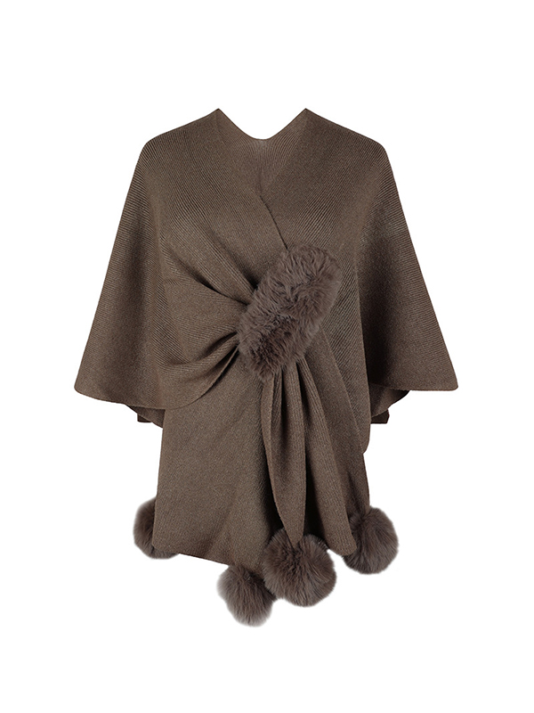 Casual Solid Color Hairball Shawl&Scarf