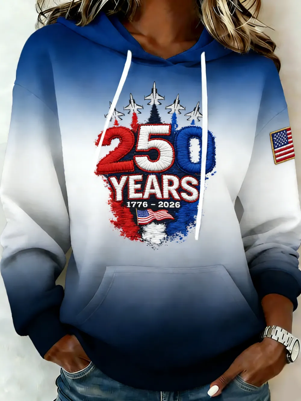 250 Years 1776-2026 Jet Formation Ombre Hoodie