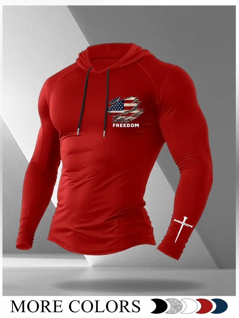 Men's Cartoon Print Long Sleeve Hooded T-Shirt