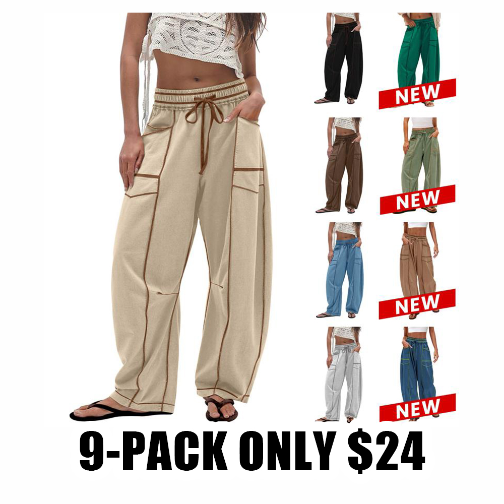 Women's Wide Leg Lounge Pants - Soft Drawstring Palazzo Pants with Pockets