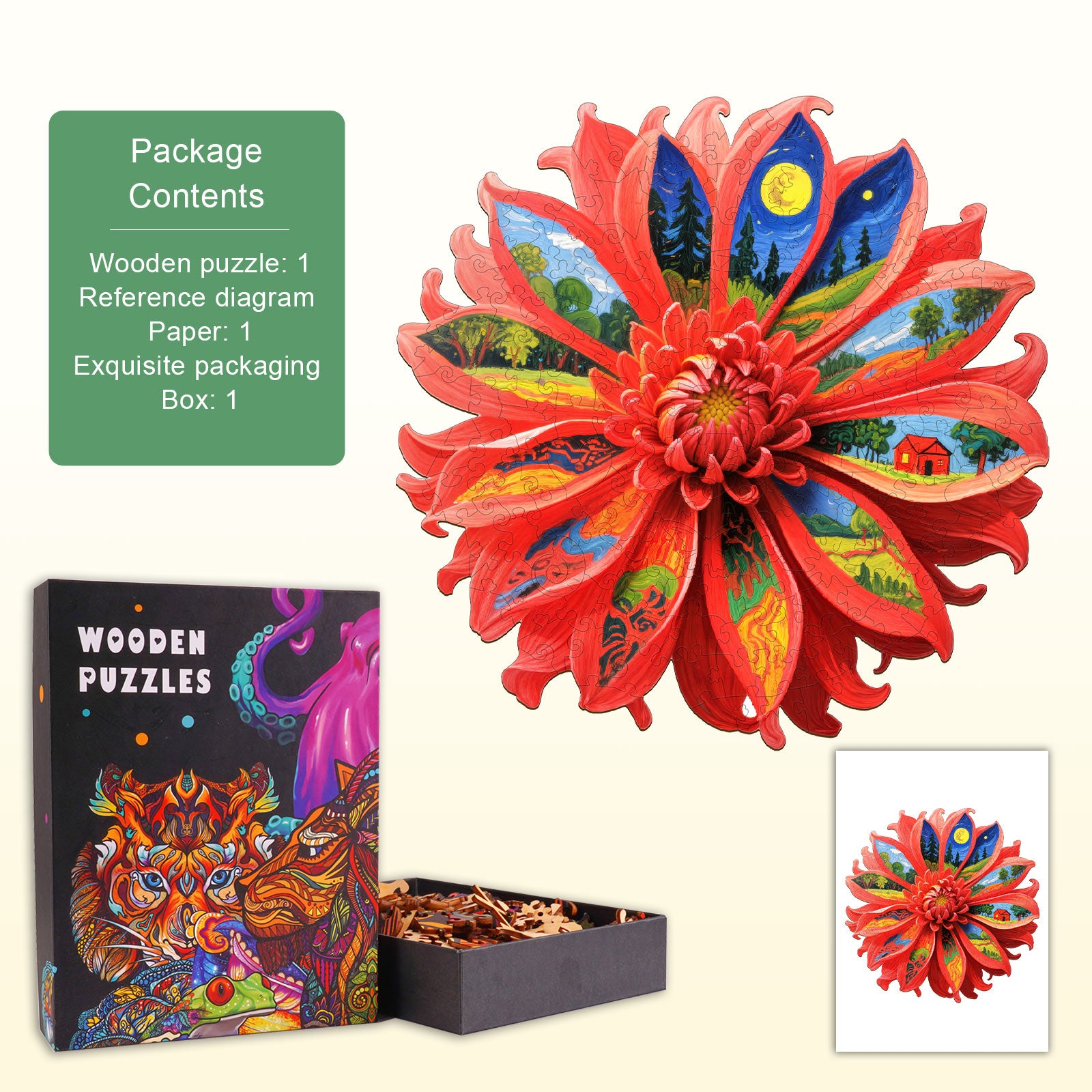 Oil On Chrysanthemum Wooden Jigsaw Puzzle