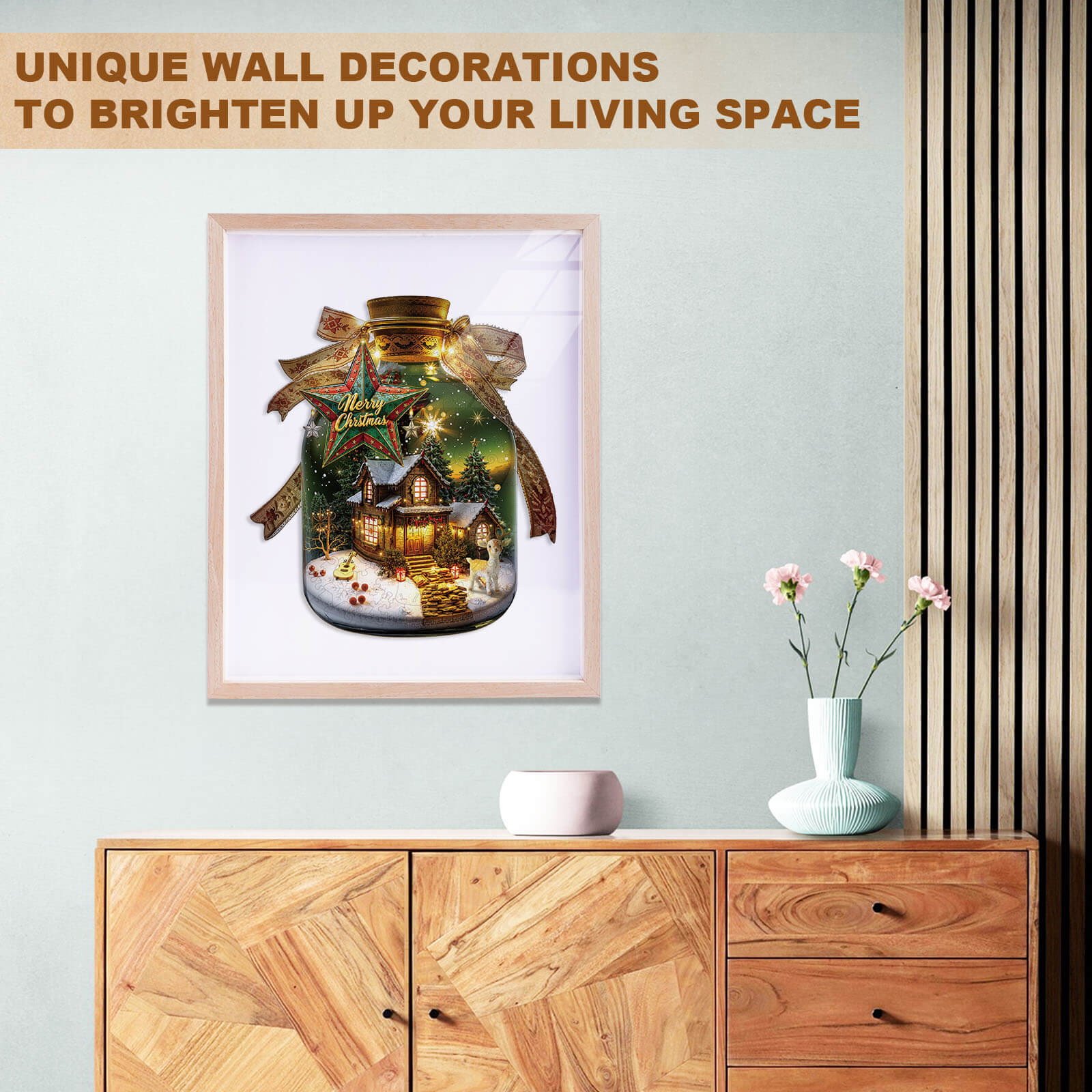 Christmas message in a bottle Wooden Jigsaw Puzzle