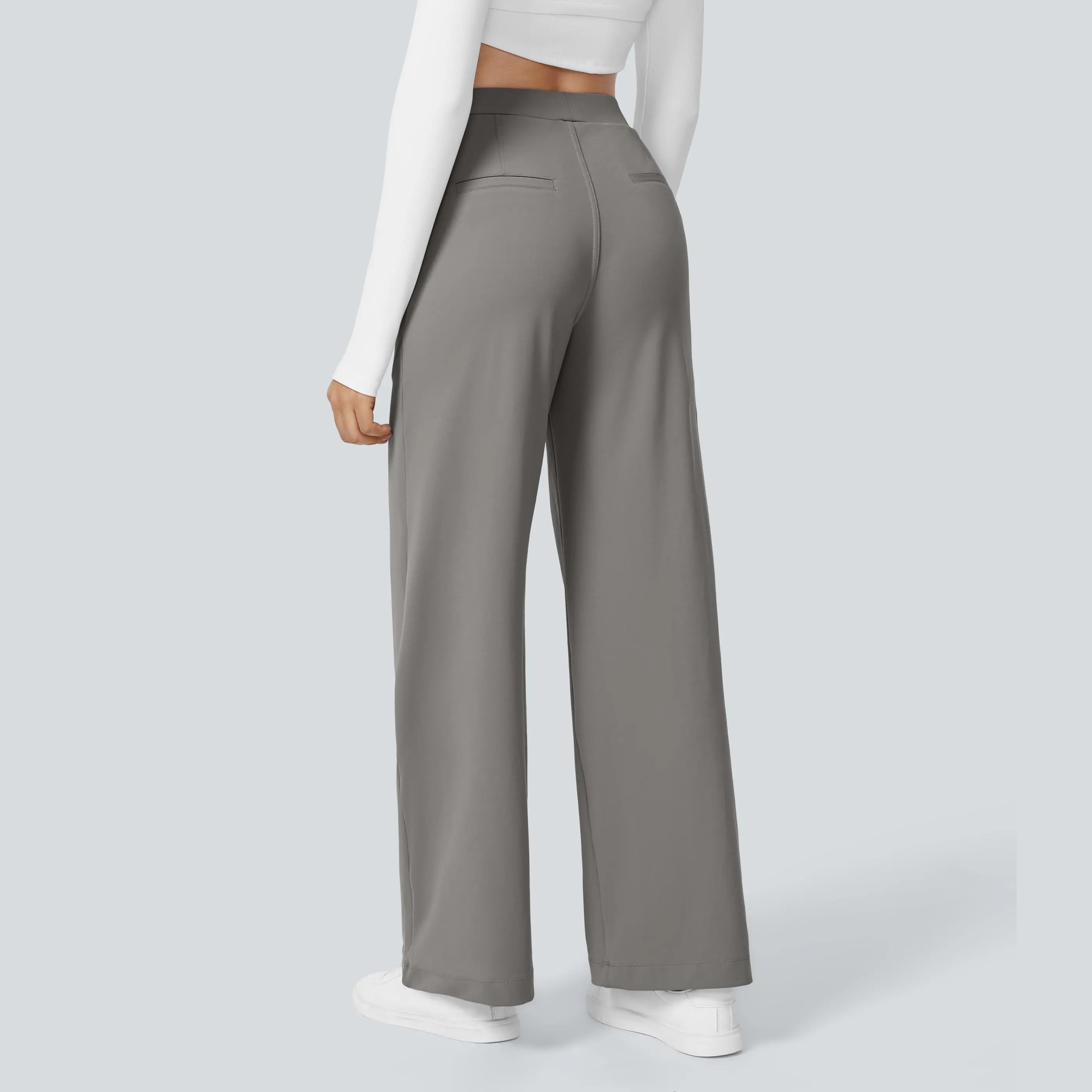 High Waisted Pocket Straight Leg Work Pants